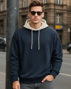 Men's Navy Blue & Beige Oversized Hoodies