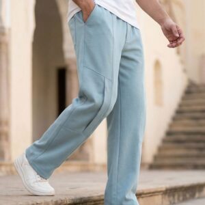 Men's Slate Blue Straight Fit Cargo Track Pants