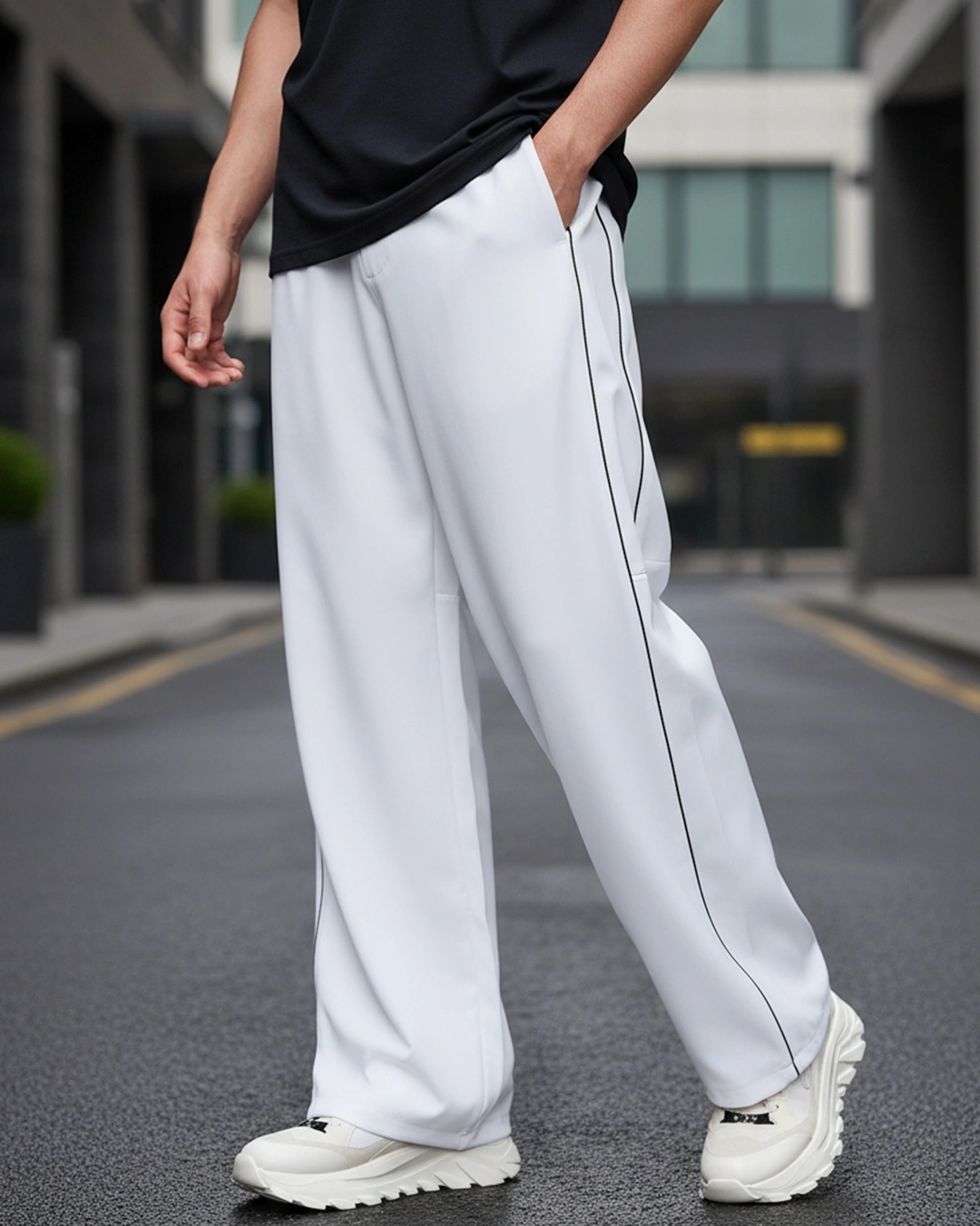 Men’s White Oversized Parachute Pants